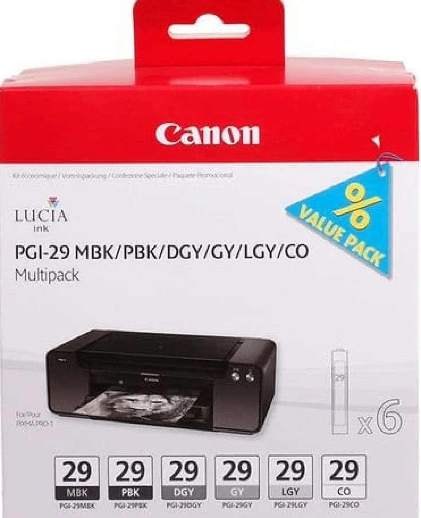 PGI-29 MBK/PBK/DGY/GY/LGY/CO multi pack