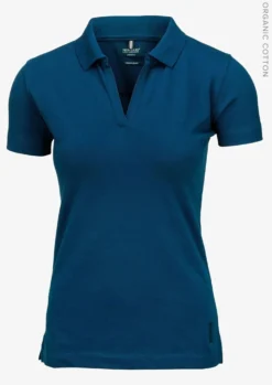 Piketröja dam Nimbus Harvard v-neck, ekologisk bomull, indigoblå
