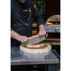 Pizzaskärare MUSTANG Lång, trähandtag, rostfritt blad