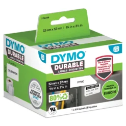 Plastetikett Dymo LW Durable, 57x32 mm, 800 st/rulle