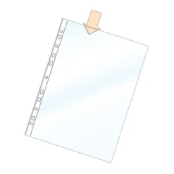 Plastficka Bantex A4, transparent, öppen topp, 0,09 mm, 100 st