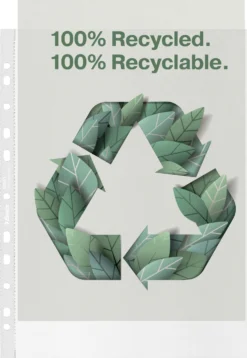 Plastficka Esselte Recycled A4, syrafri, matt, 100 my, 50 st