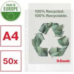 Plastficka Esselte Recycled A4 Maxi, 100 mikron, 50 st
