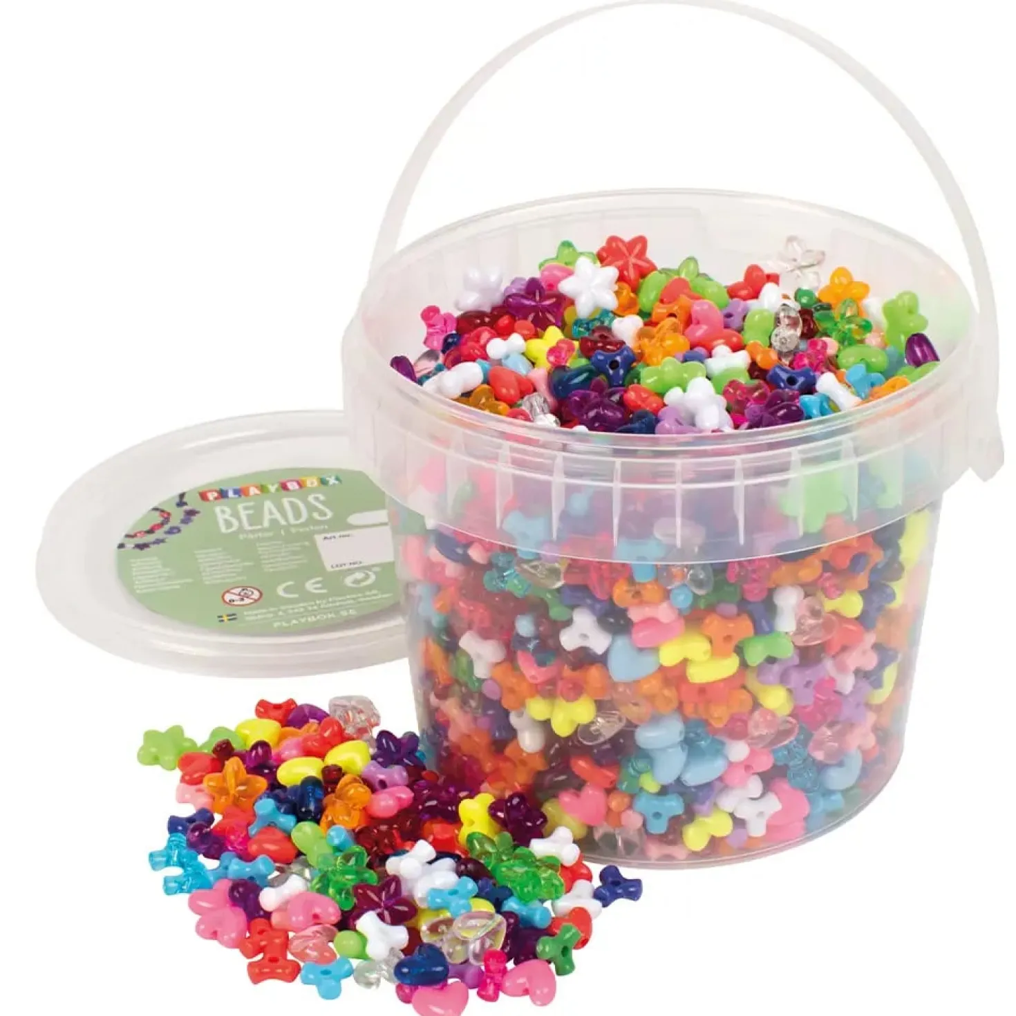 Plastpärlor Playbox Hjärtan Stjärnor Propellrar, blandade färger