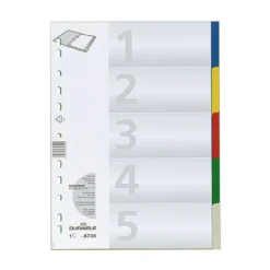 Plastregister Durable A4 1-5 Otryckt, blandade färger