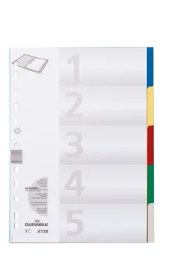 Plastregister Durable A4 1-5 Otryckt, blandade färger