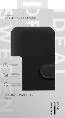 Plånboksfodral IDEAL OF SWEDEN Magnet Wallet+ iPhone 17 Pro Max, svart