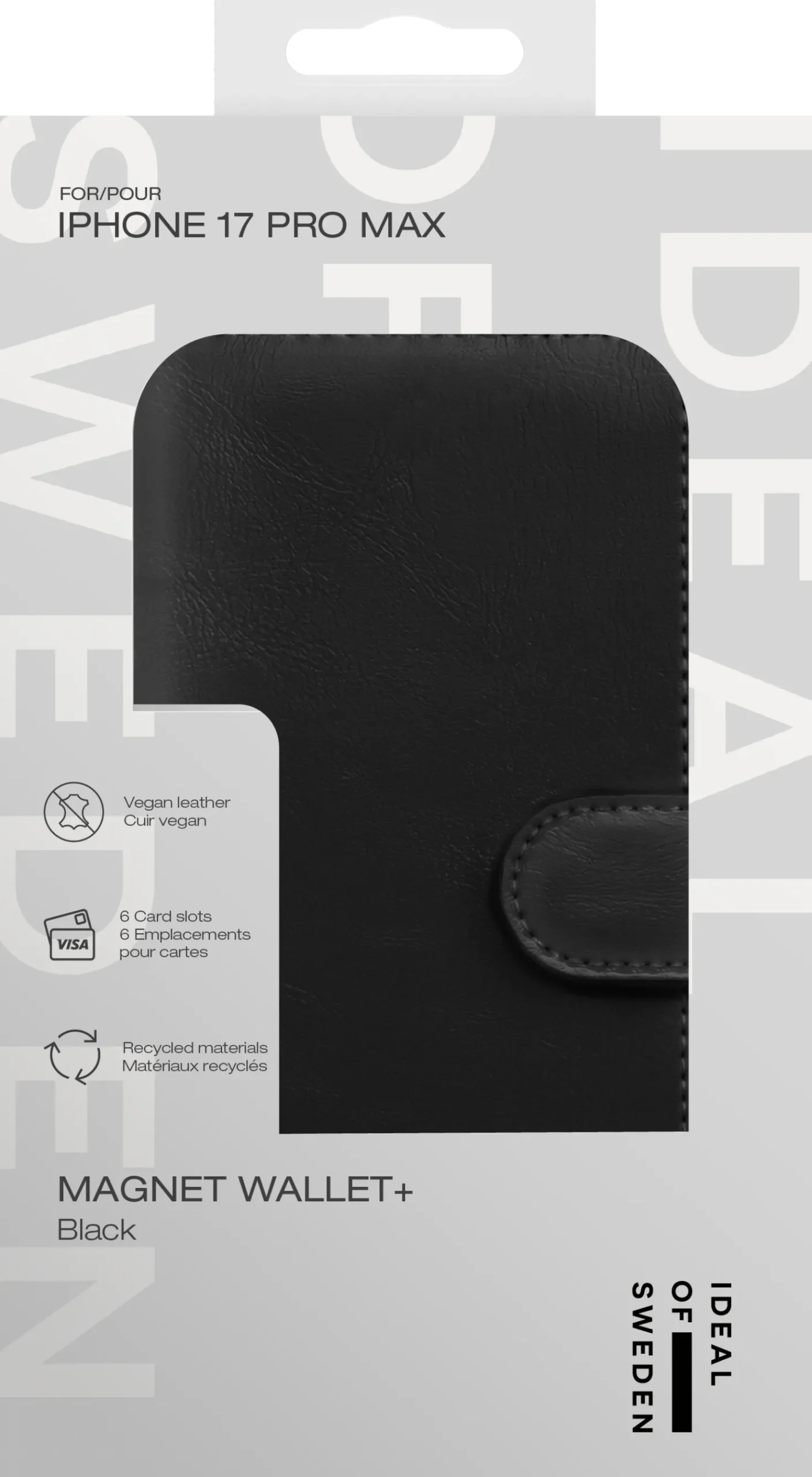 Plånboksfodral IDEAL OF SWEDEN Magnet Wallet+ iPhone 17 Pro Max, svart