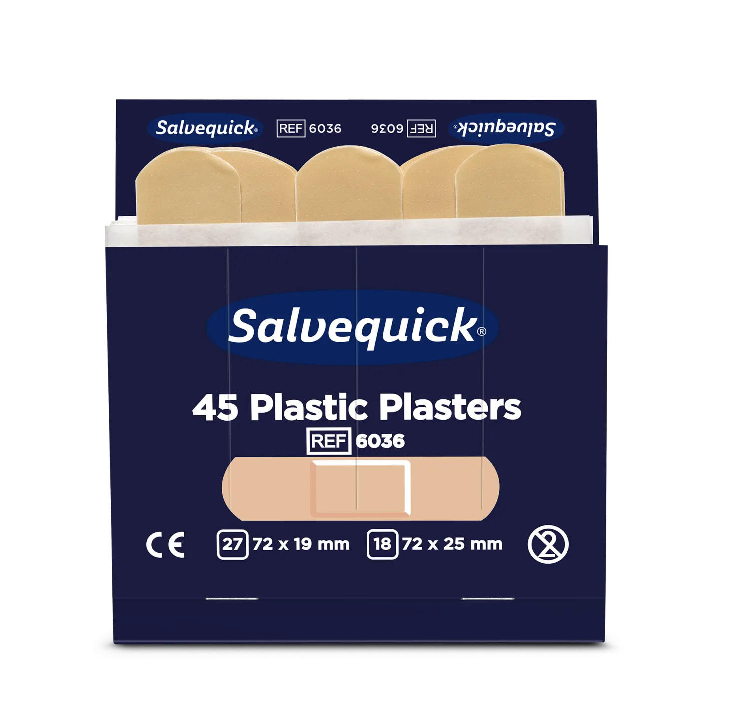 Plåster Salvequick Plast 6036 Refill, allergitestat, 45 st, 6 refill