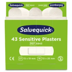 Plåster Salvequick Sensitive 6943 Refill, allergitestad, 6x43 st