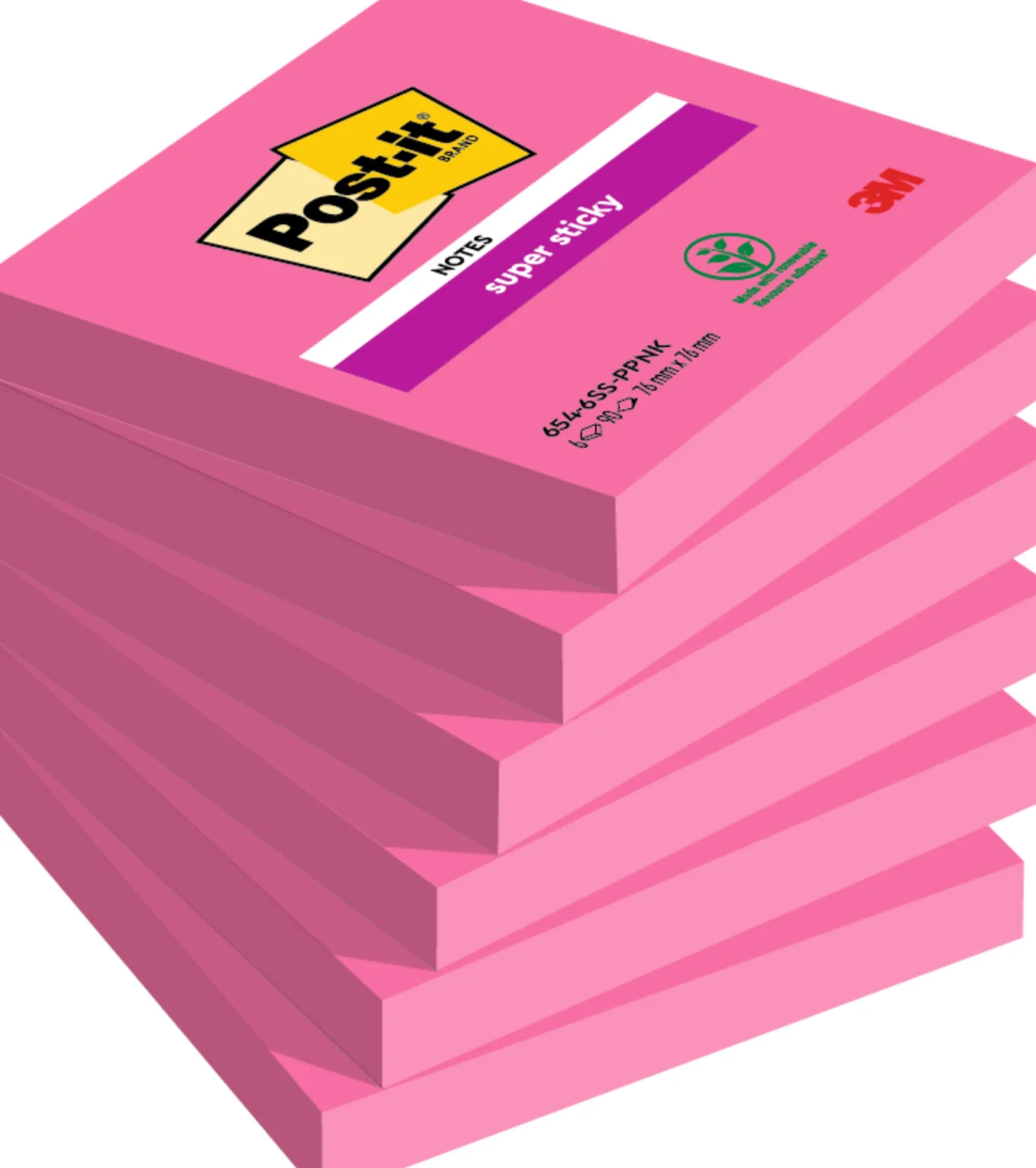 Post-it-lappar Post-it Super Sticky, 76x76 mm, cerise