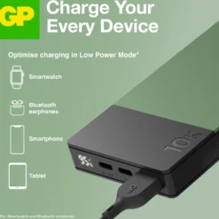 Powerbank GP M2+, 10000 mAh, snabbladdning, grön