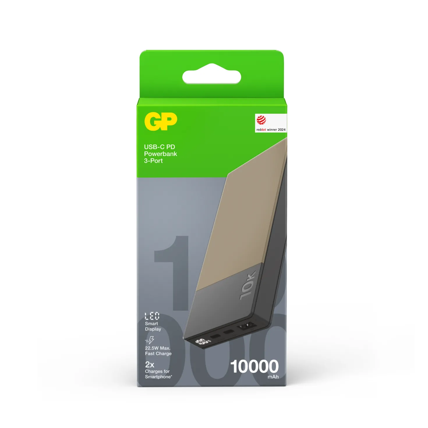 Powerbank GP M2+ 10000 mAh, snabbladdning, beige
