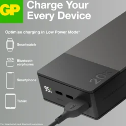 Powerbank GP M2+ 20000 mAh, snabbladdning, grå