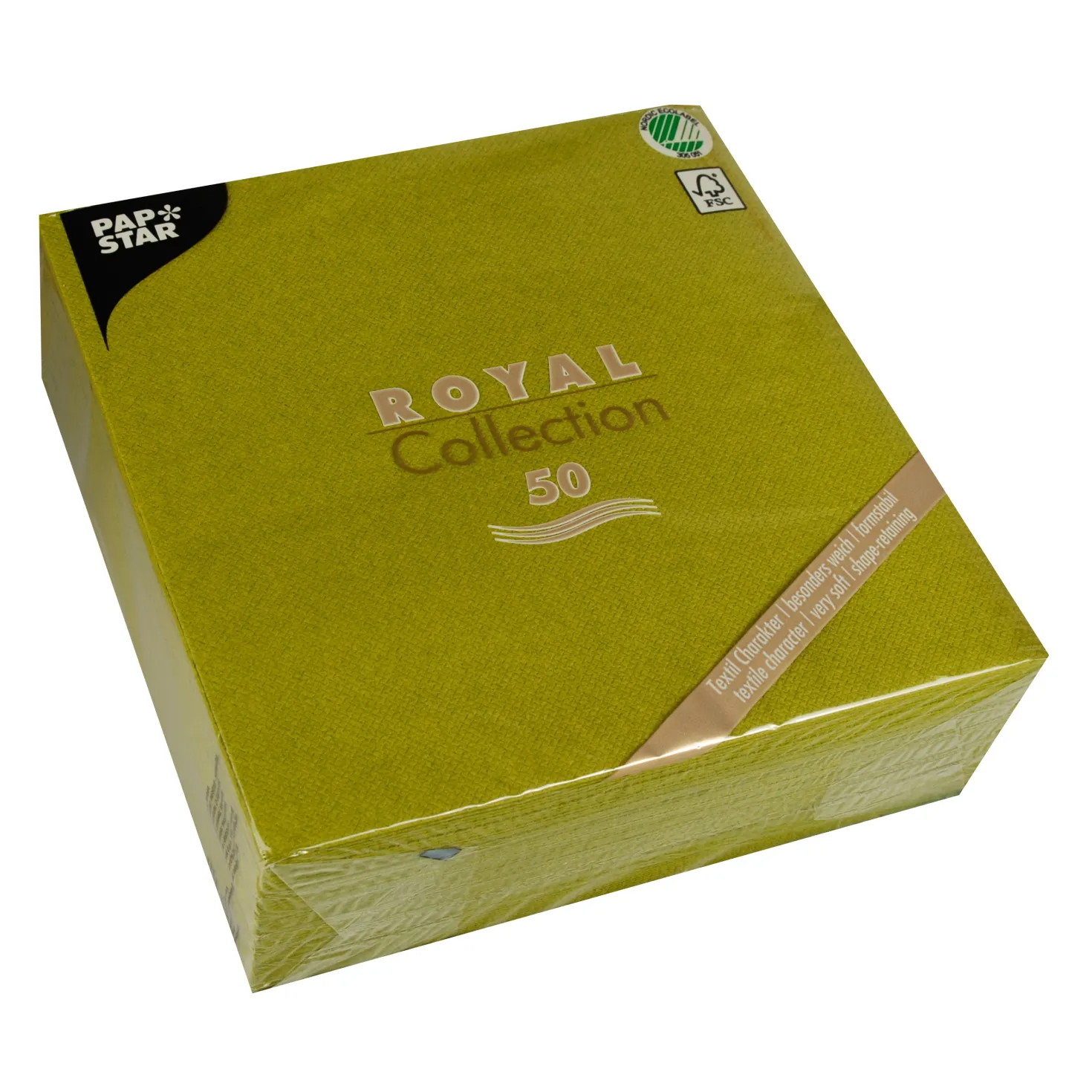 Premiumservett Papstar Premium Oliv, 40x40 cm, 50 st