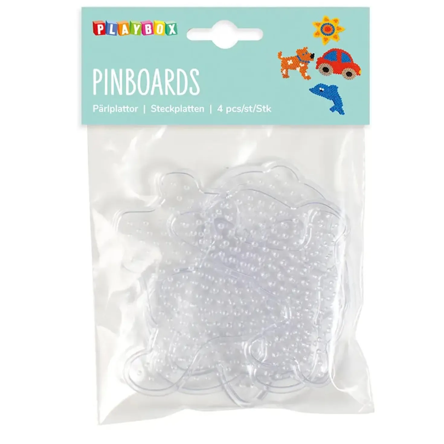 Pärlplattor Playbox Figurer Transparenta, 4-pack