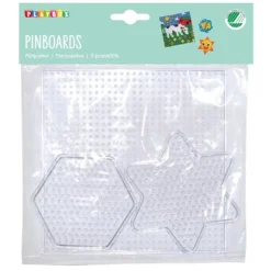 Pärlplattor Playbox, stjärna hexagon kvadrat, transparenta, 3-pack