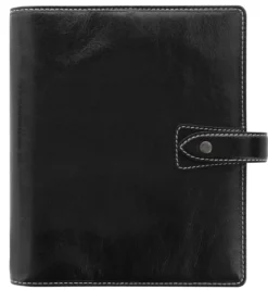 Pärmkalender Filofax Malden A5, buffelläder, svart, 30 mm ringar