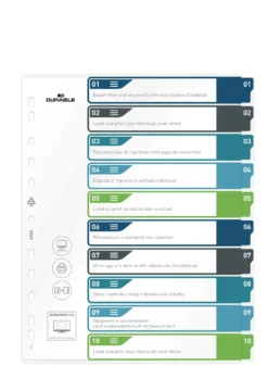 Pärmregister Durable A4+ 10-delat 1-10 färg, PP-plast, med försätt
