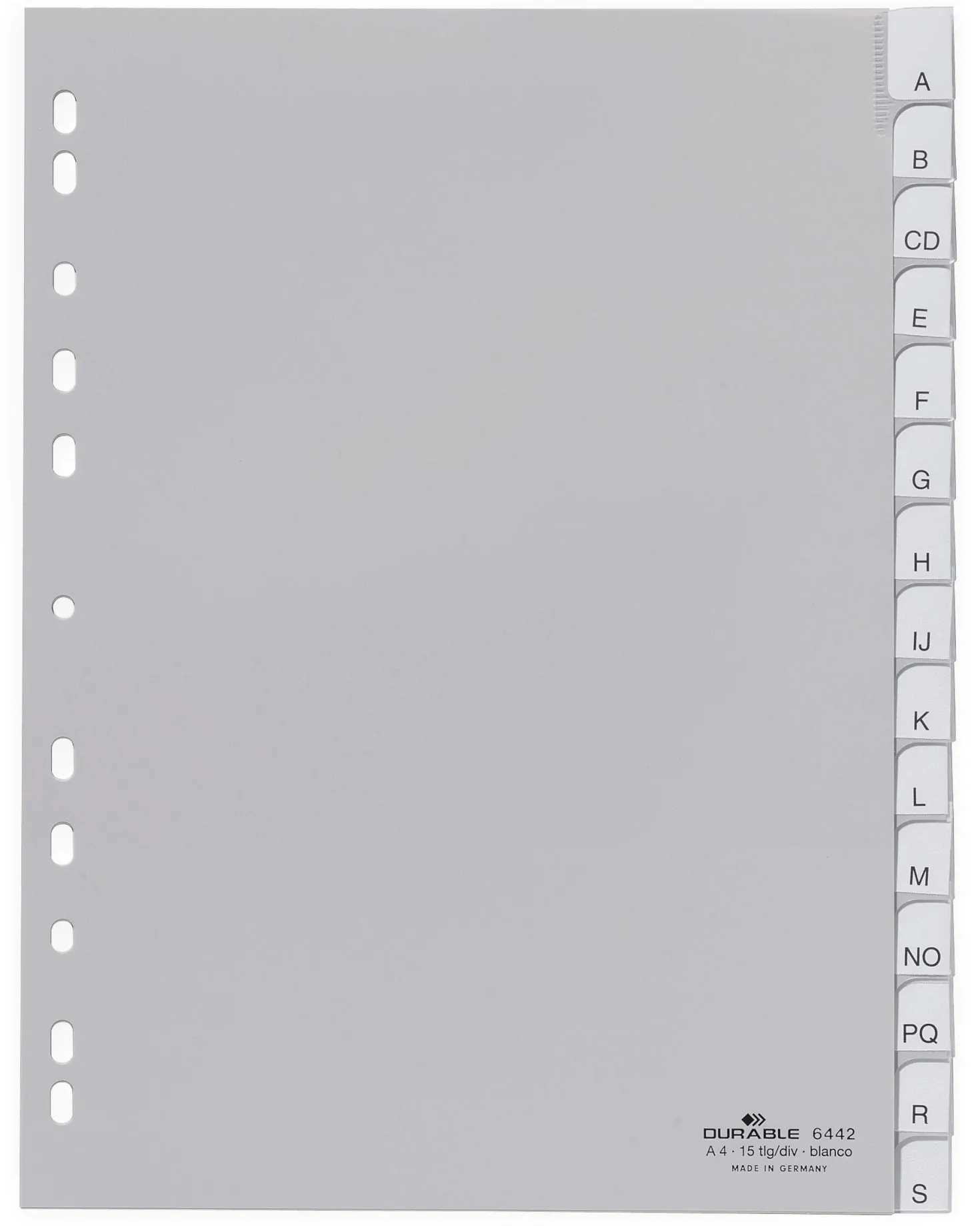 Pärmregister Durable 1-15, insticksflikar, polypropen, A4
