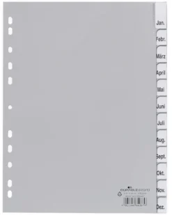 Pärmregister Durable 1-12 Jan-Dec, insticksflikar, A4