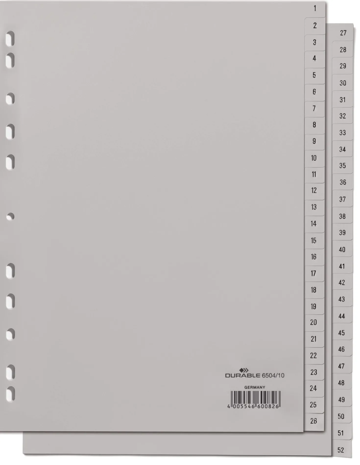 Pärmregister Durable 1-52, polypropen, A4, 52 flikar