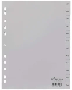 Pärmregister Durable PP Jan-Dec, 12 flikar, A4