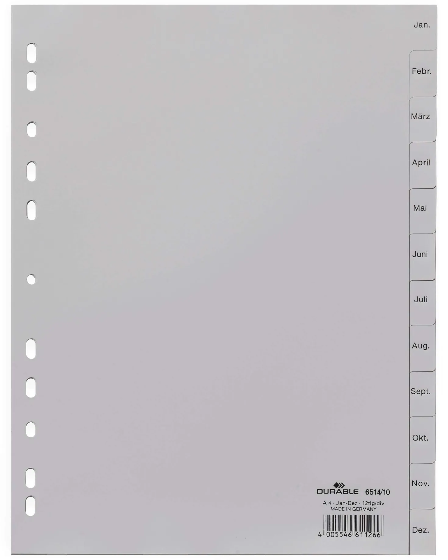 Pärmregister Durable PP Jan-Dec, 12 flikar, A4