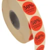 Rabattetiketter 50% Fluorescerande röd, 29 mm per rulle