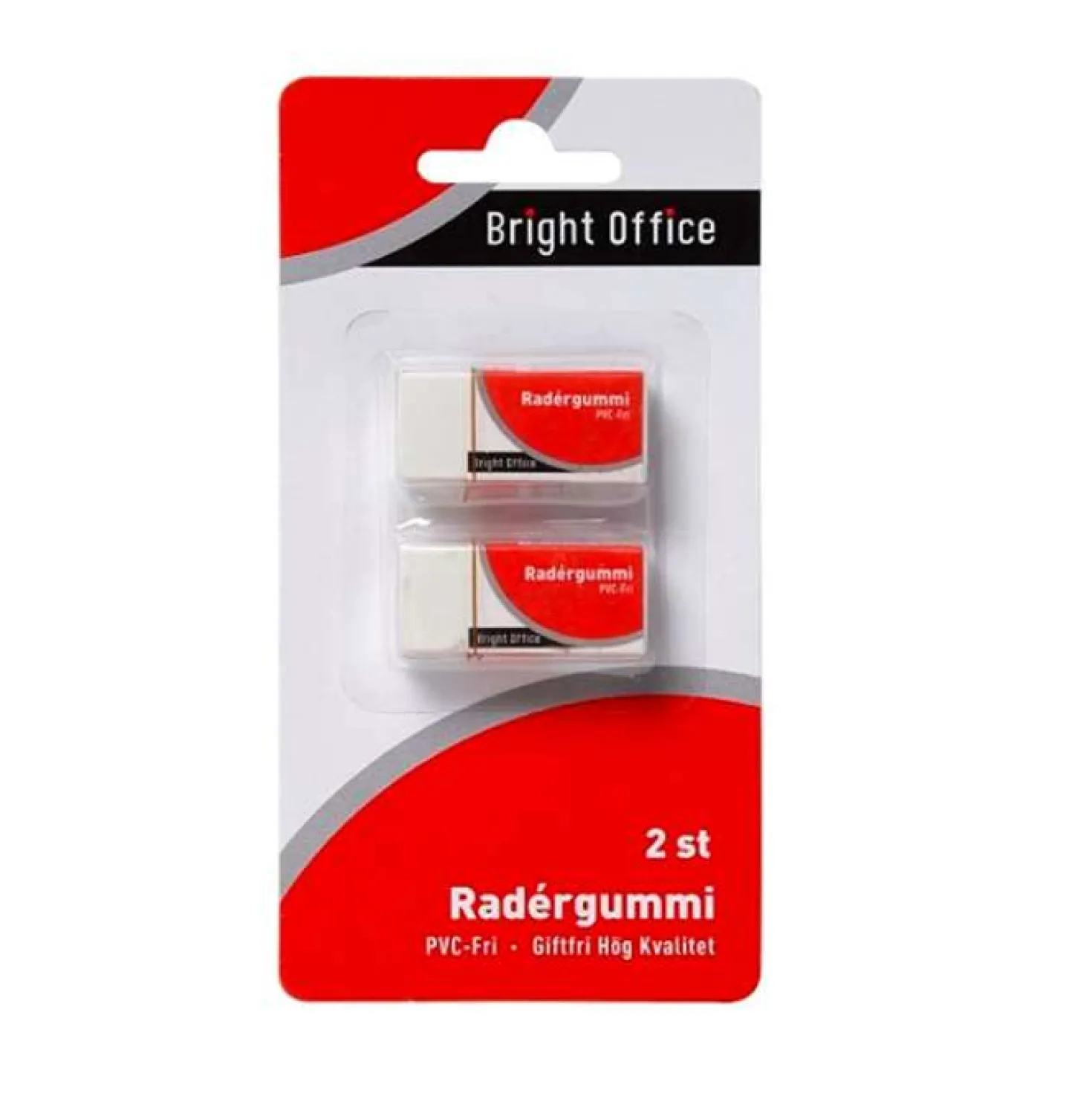 Radergummi Bright Office PVC-fri, 2-pack blister