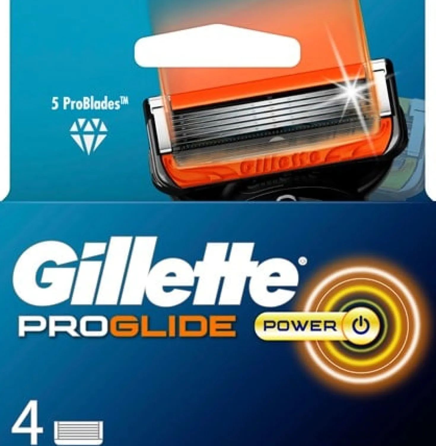 Rakbladspåfyllning Gillette ProGlide Power, 5-blad, 4 st/fp