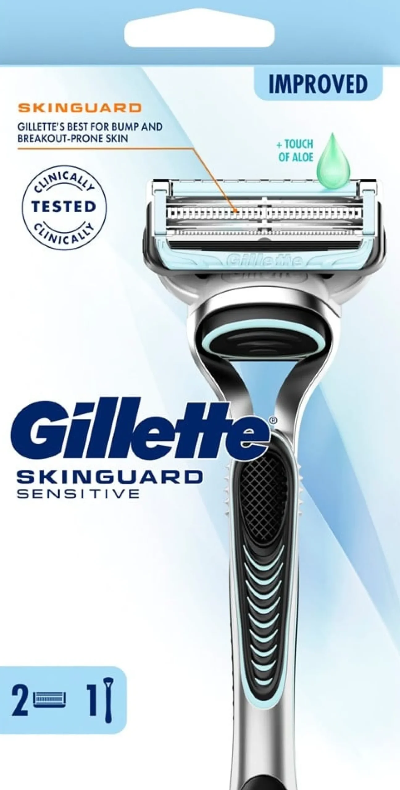 Rakhyvel Gillette SkinGuard Sensitive, 1 hyvel, 2 rakblad