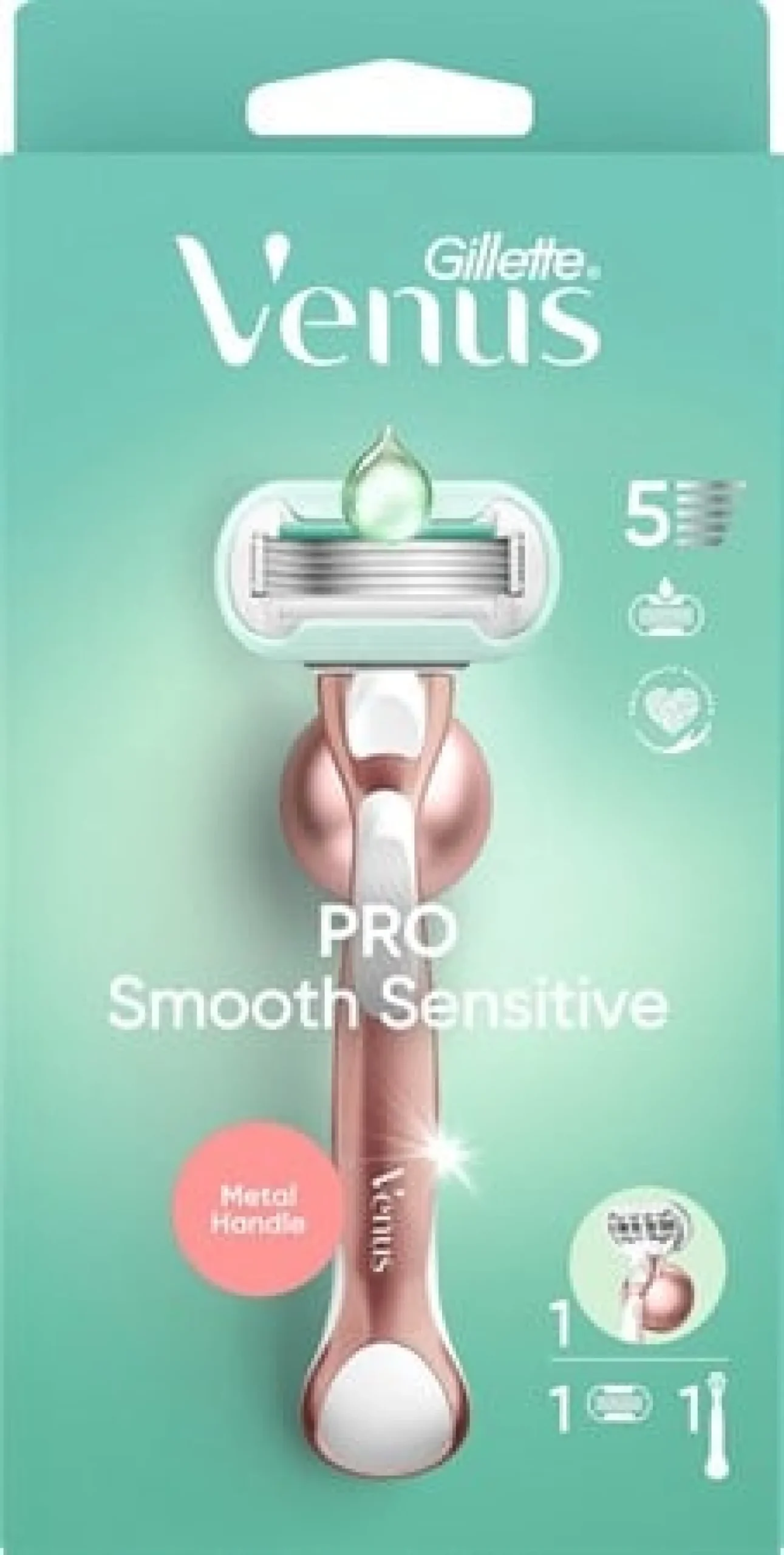 Rakhyvel Gillette Venus Pro Smooth Sensitive, 5 blad, duschhållare