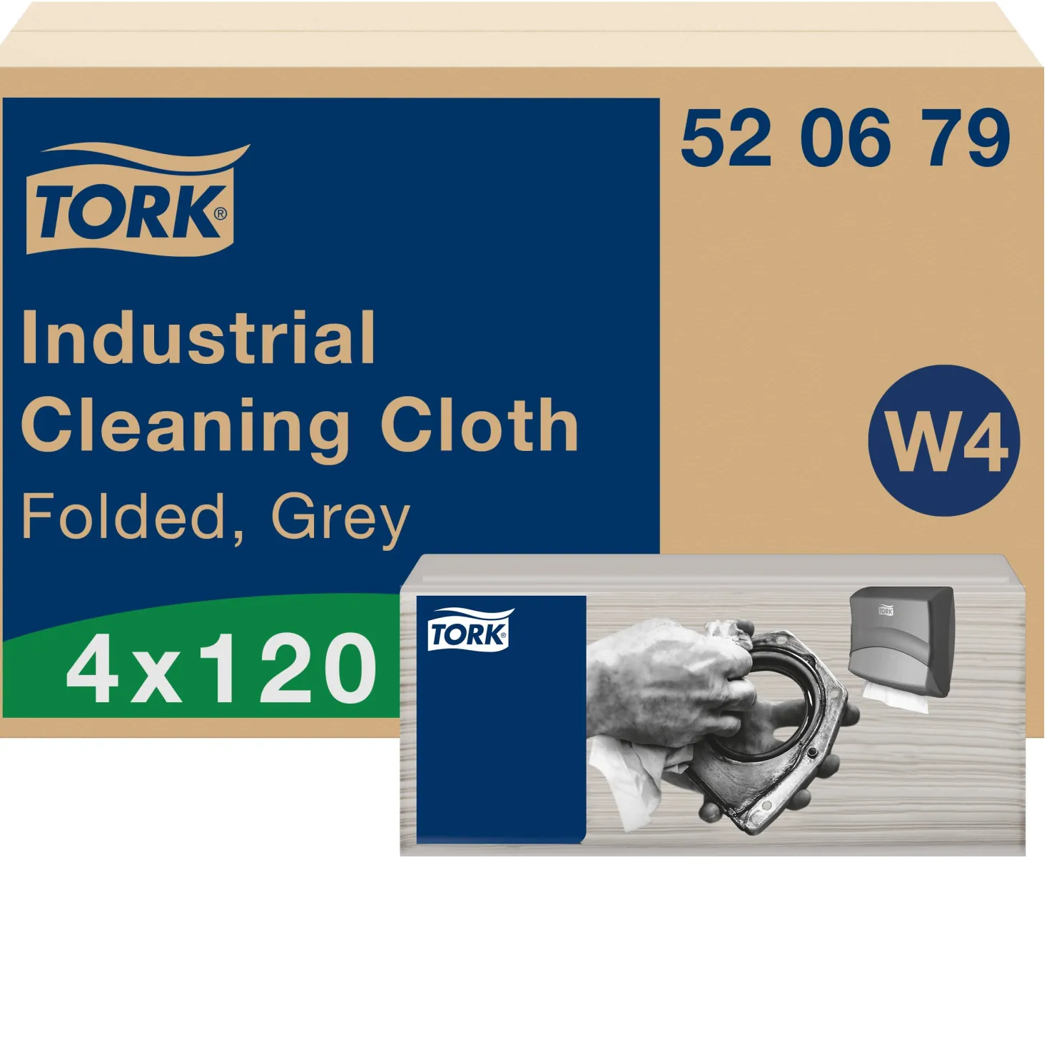 Rengöringsduk Tork W4 Flexibel Top Pak, grå, 35,5x42,8cm, 120 st