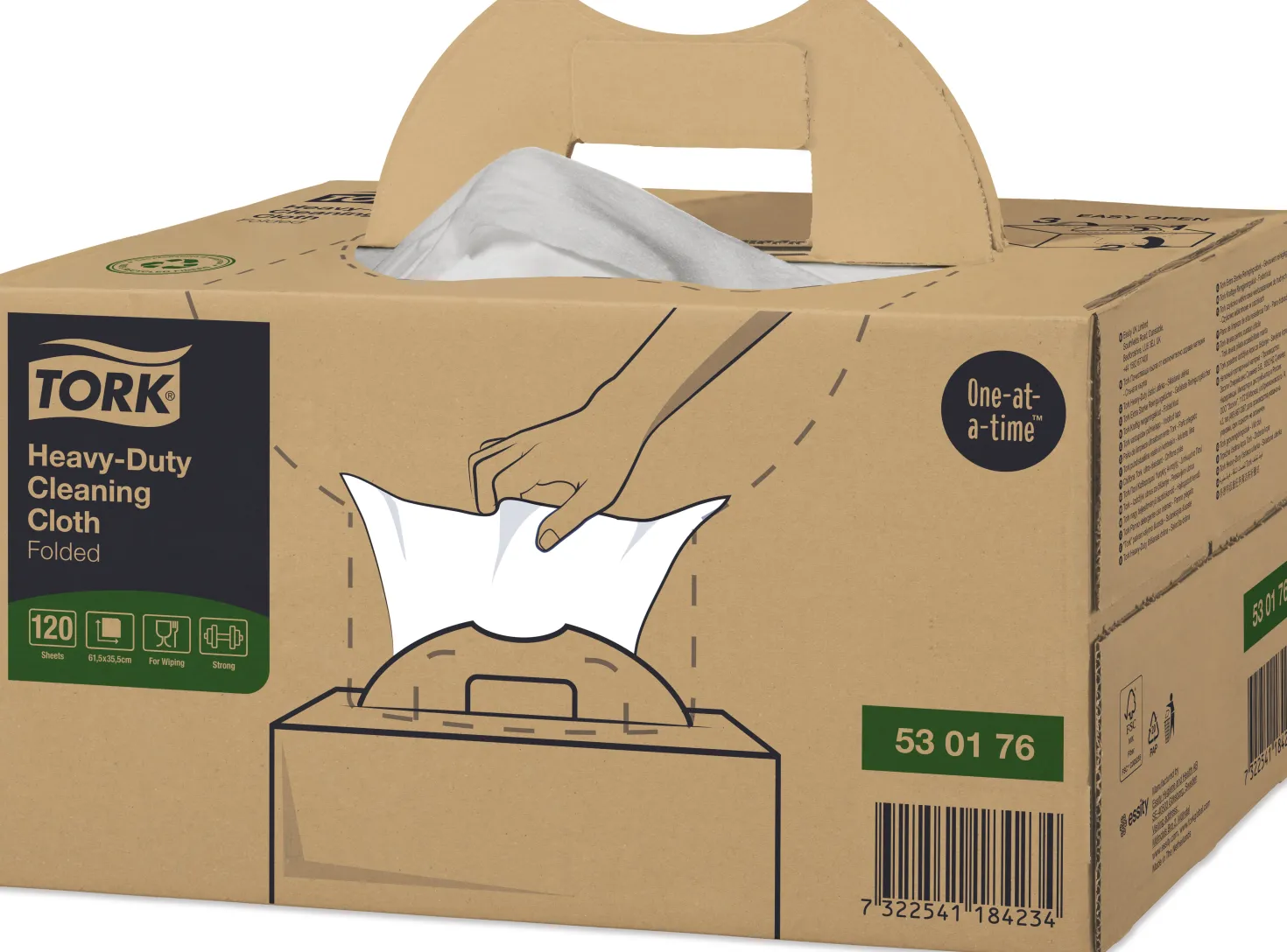 Rengöringsduk Tork W7 Heavy Duty Handy Box, 35,5x64,2cm, 120 st