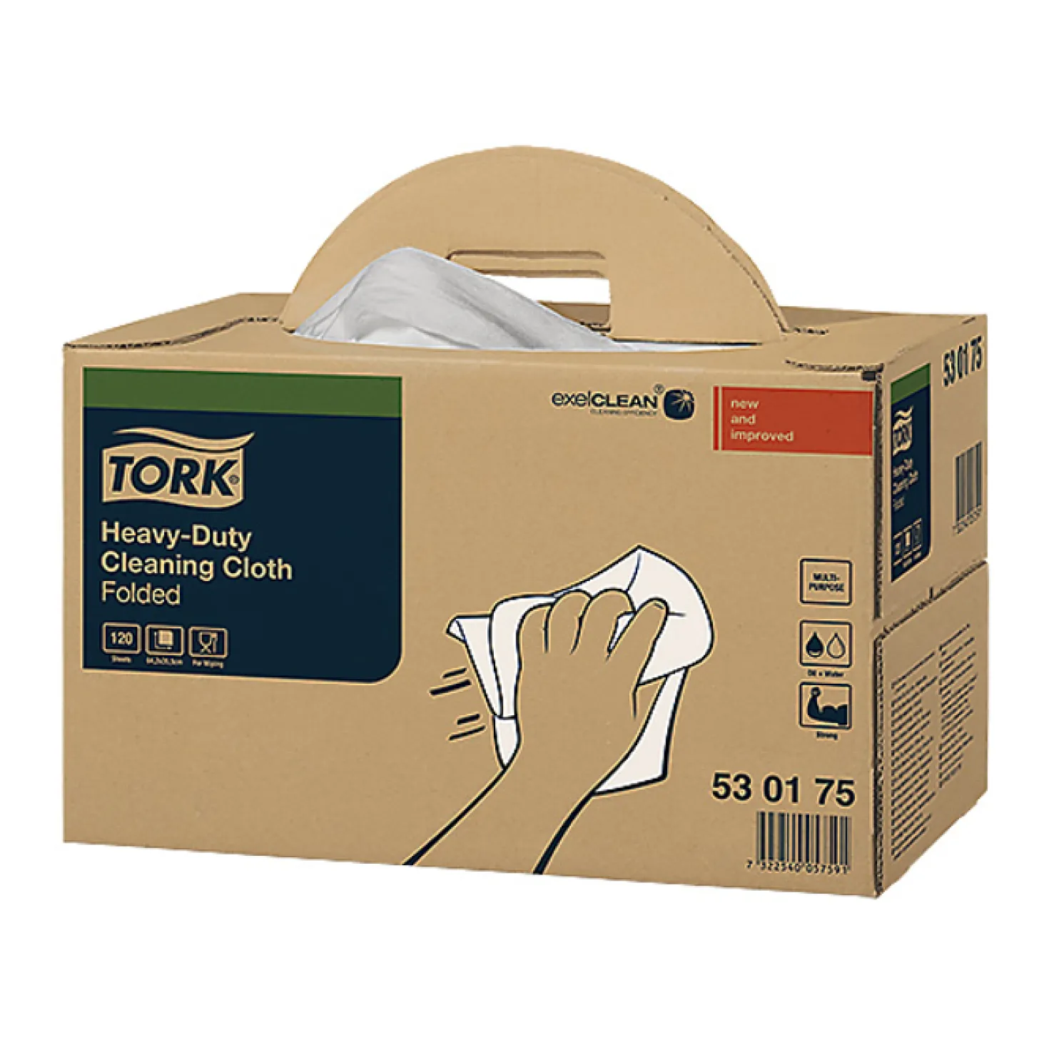 Rengöringsduk Tork W7 Heavy Duty Handy Box, 35,5x64,2cm, 120 st