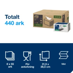 Rengöringsduk Tork W8 Small Pack, vit, 32x38,5cm, 55 st