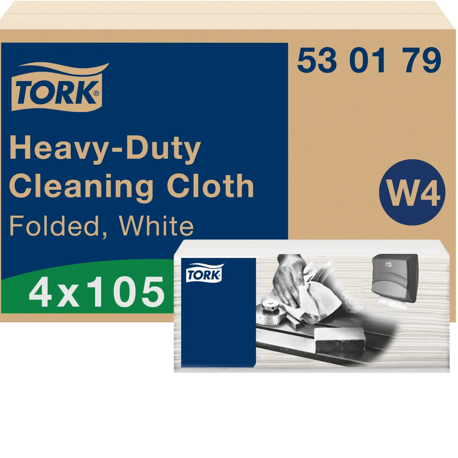 Rengöringsduk Tork W4 Top Pak, vit, 35,5x41,5cm, 105 st