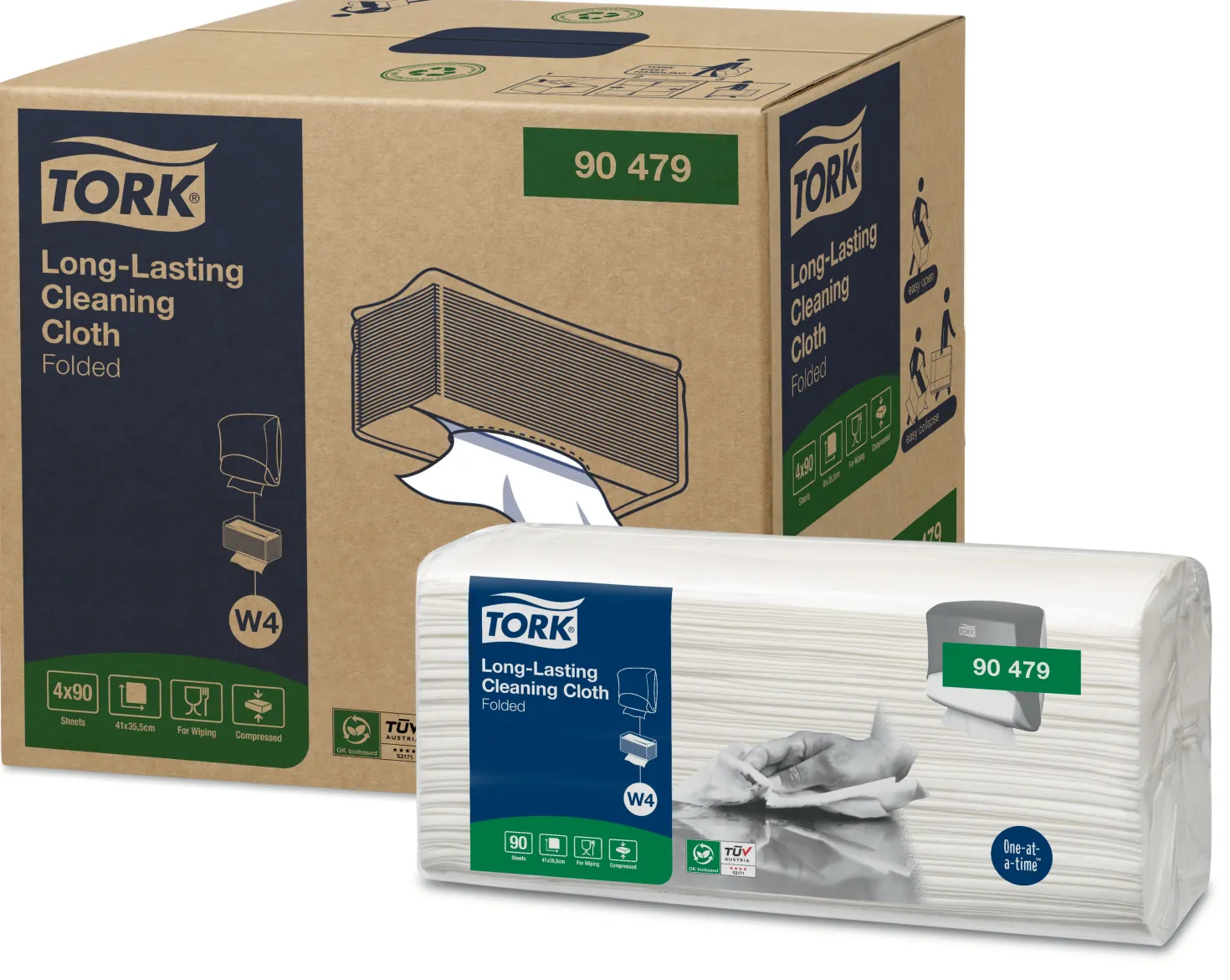 Rengöringsduk Tork W4 Top Pak, vit, 35,5x42,8cm, 90 st