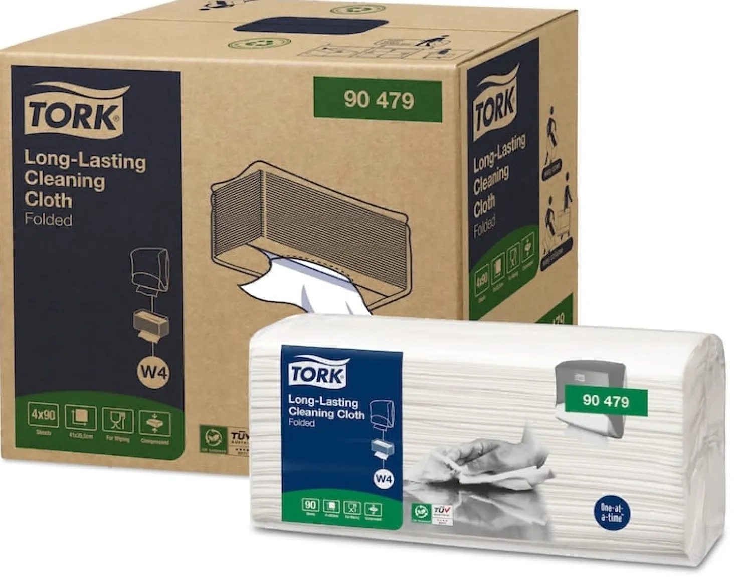 Rengöringsduk Tork W4 Top Pak, vit, 35,5x42,8cm, 90 st