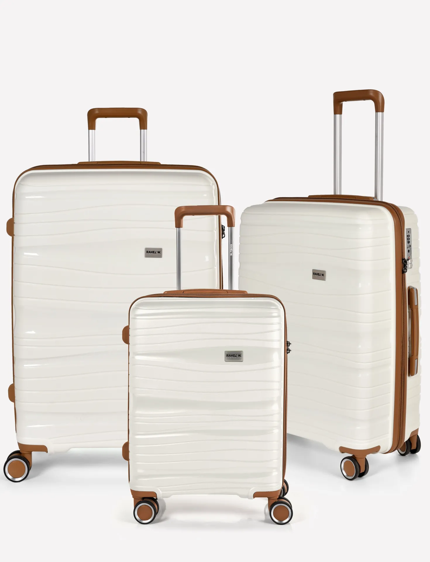 Resväska 3-pack RW Travel Alfrida, vit, TSA-lås