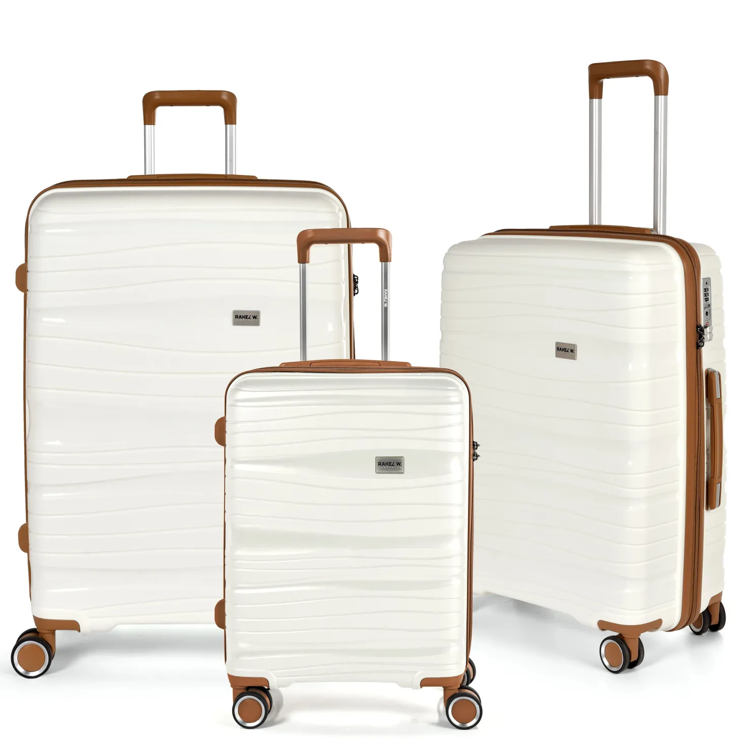 Resväska 3-pack RW Travel Alfrida, vit, TSA-lås
