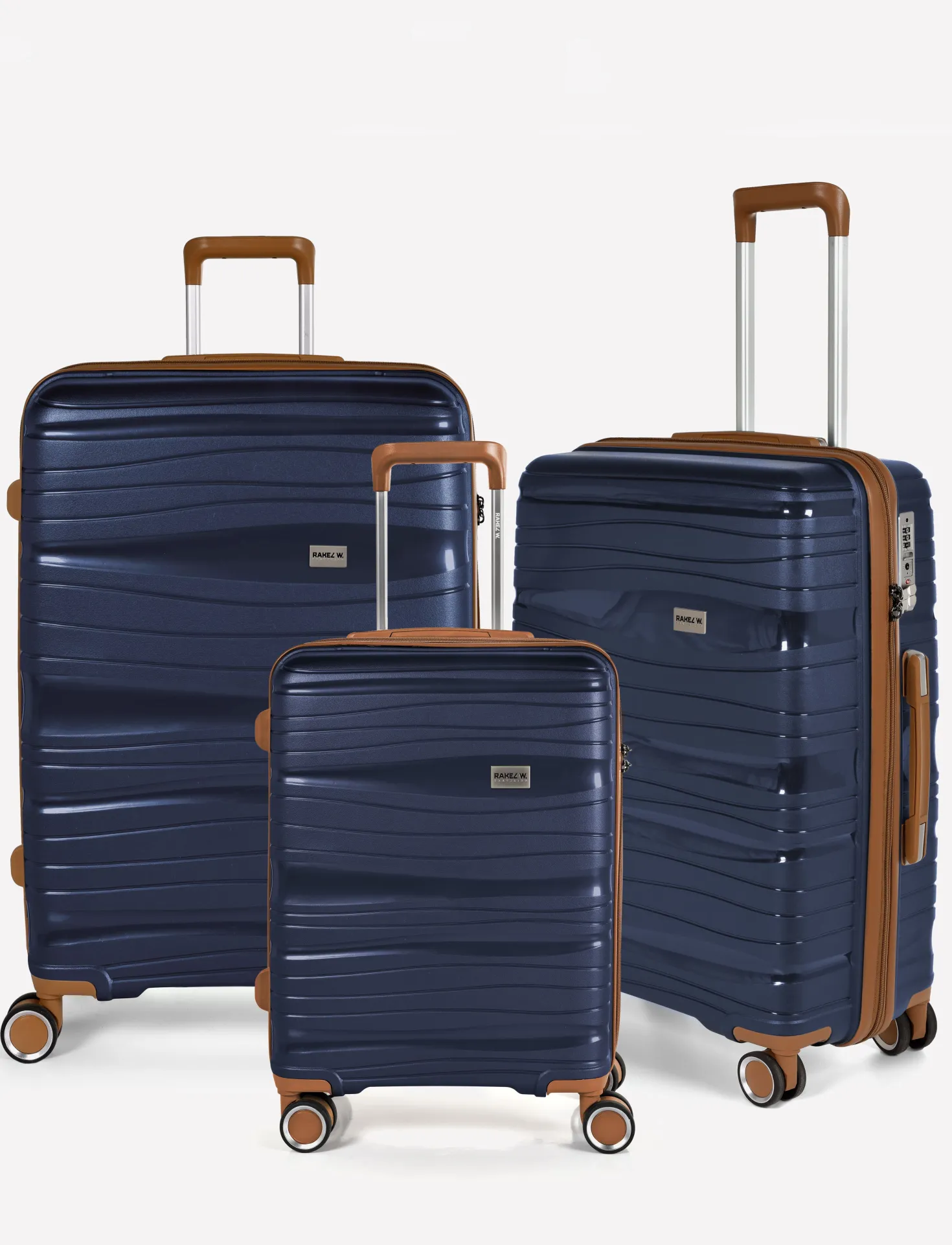 Resväska 3-pack RW Travel Alfrida, blå, TSA-lås
