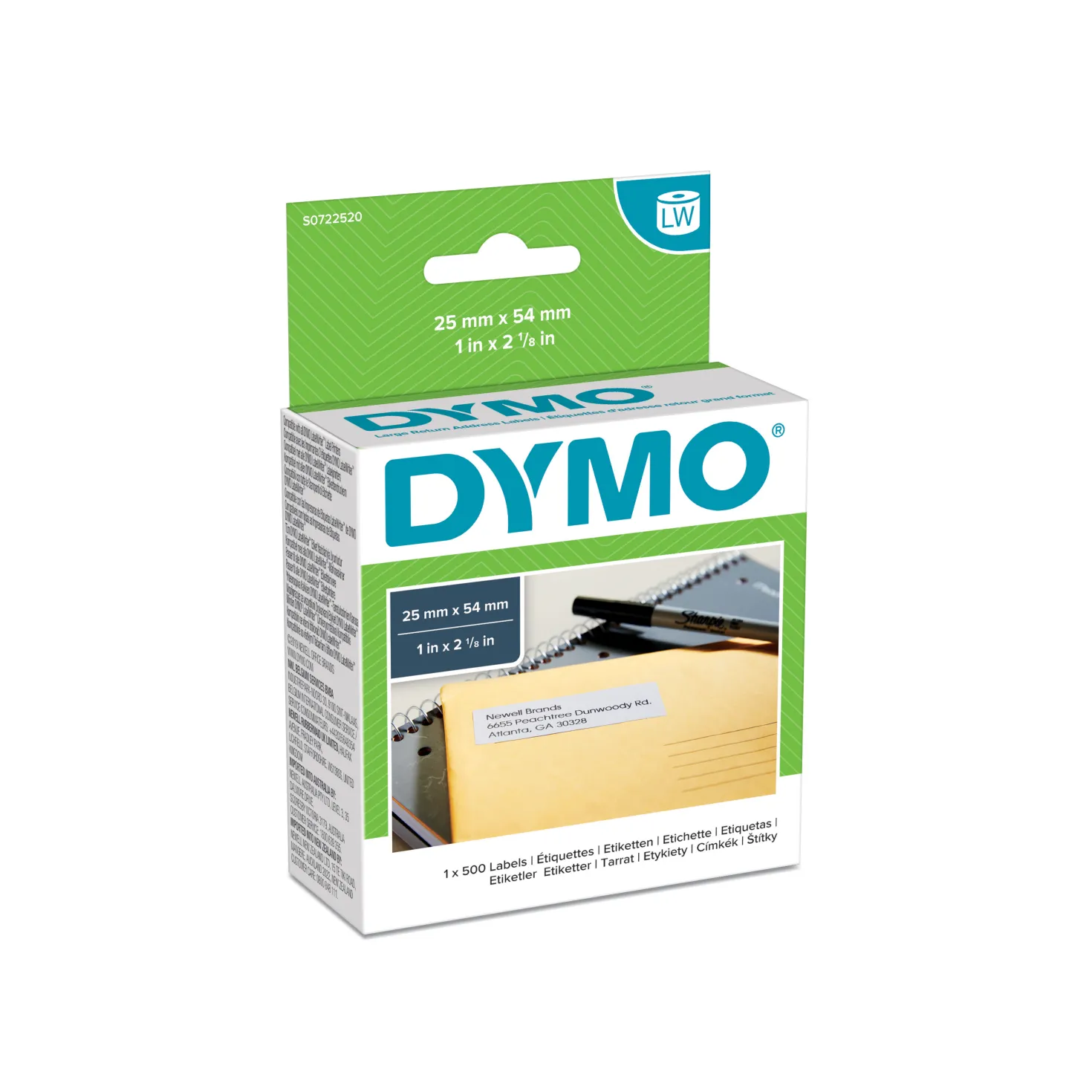 Returetikett Dymo Label LabelWriter, 25x54 mm, 500 st