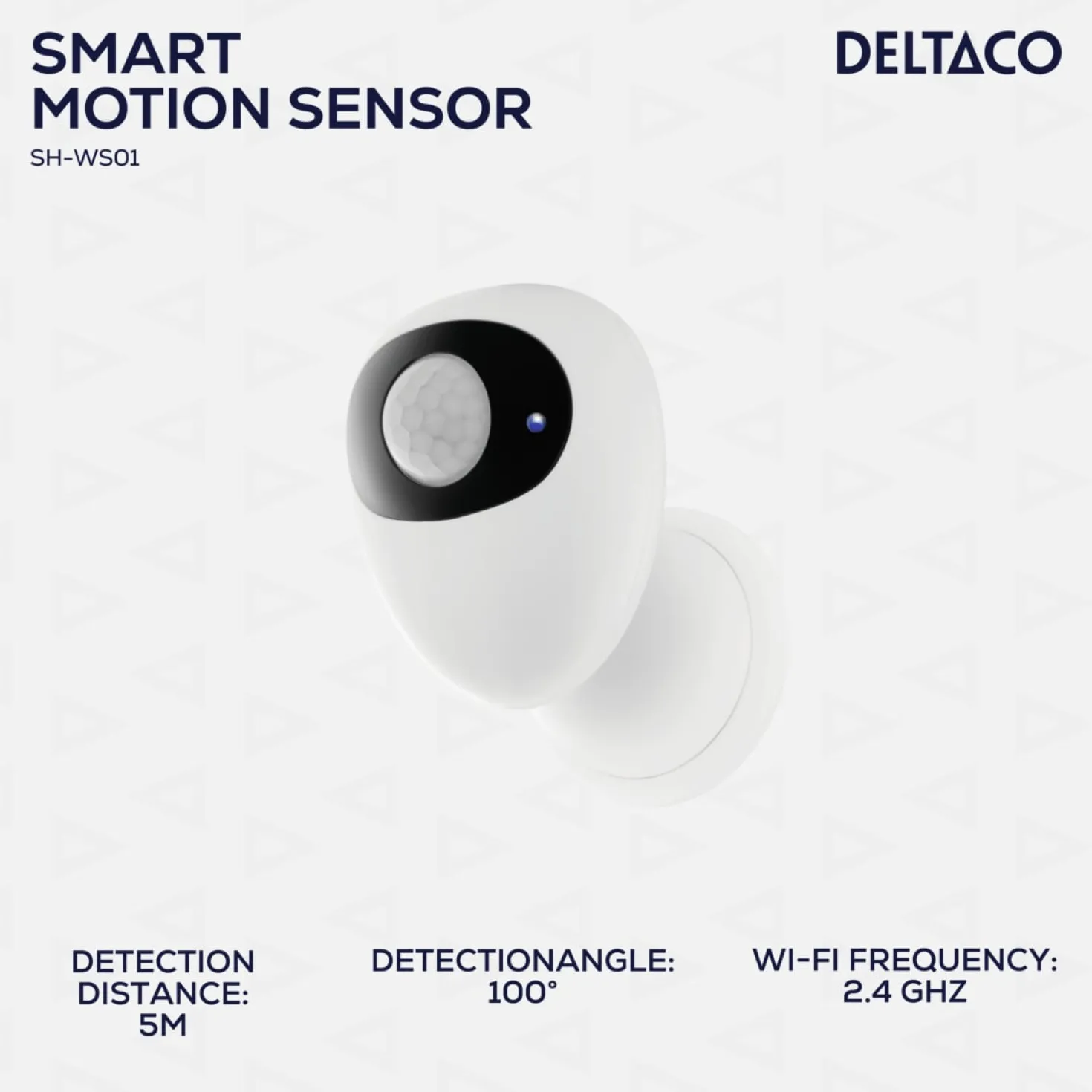 Rörelsesensor Deltaco SMART HOME SH-WS01 PIR, WiFi 2.4GHz, vit