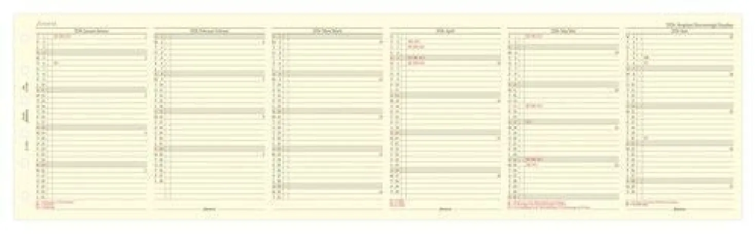 Årsplan Filofax Pocket 2026, vertikal layout, creme