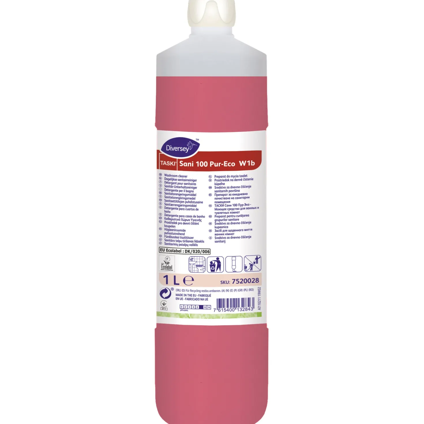 Sanitetsrengöringsmedel Sani 100 Pur-Eco, alkaliskt, citrusdoft, 1L