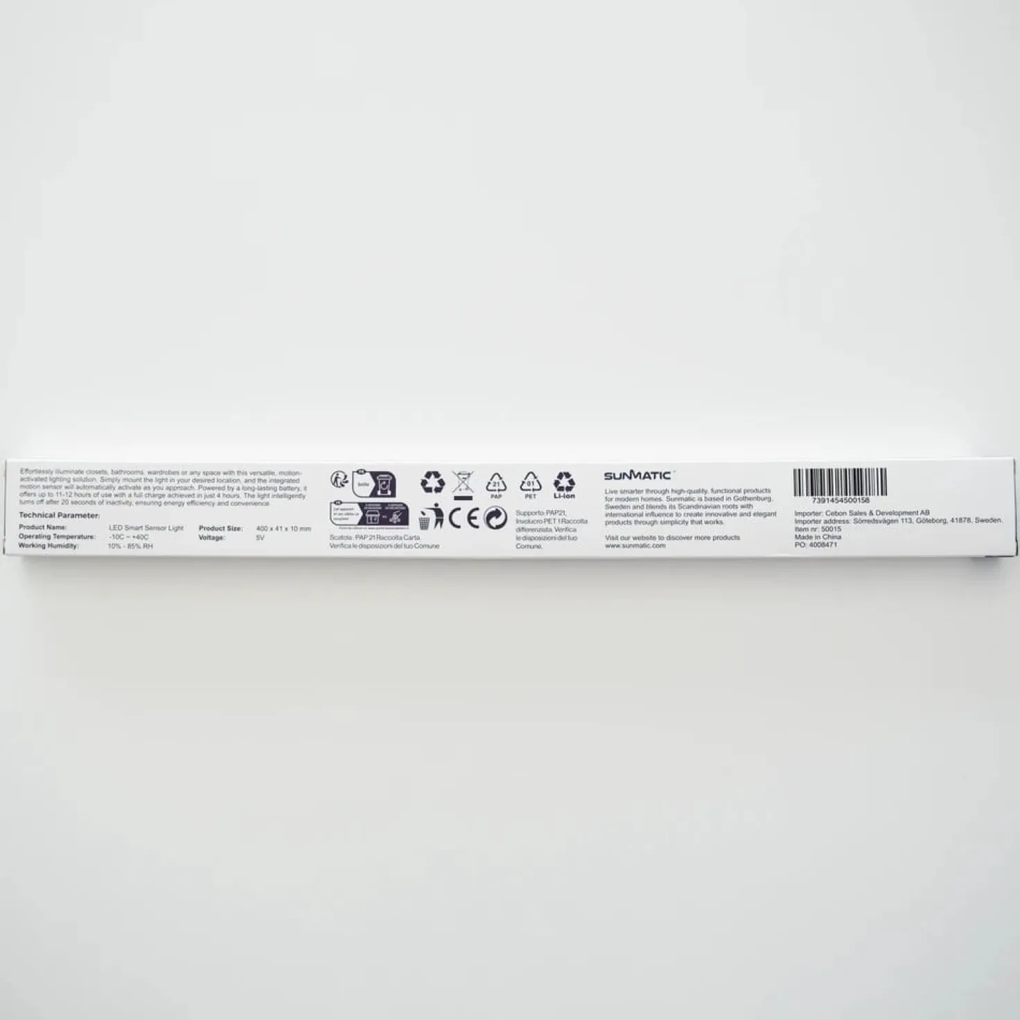 Sensorlampa Sunmatic LED Laddningsbar, 40cm, silver, 1-pack
