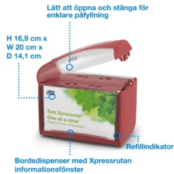 Servettdispenser Tork N4 Toppmatad, röd, 200 servetter