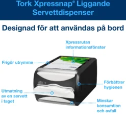 Servettdispenser Tork N4 Xpressnap Liggande, svart, 550 servetter
